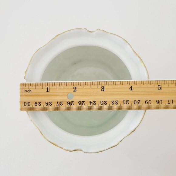 Antique Rosenthal Monbijou Brown & Green Floral Biscuit Cracker Cookie Jar - Picture 15 of 16